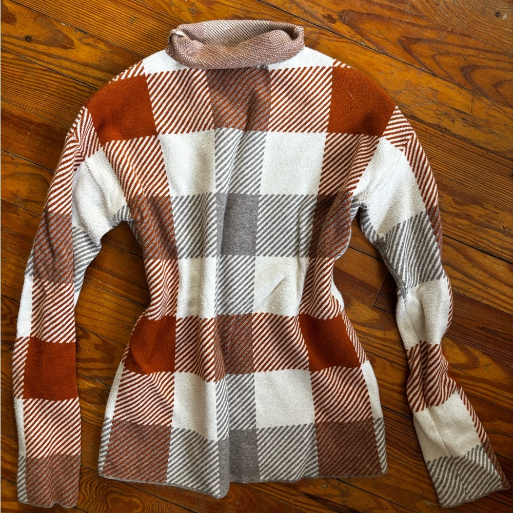 Tahari Plaid Cowl Neck Sweater